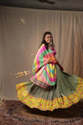 Gulabi Gazal - Green Floral Chaniya Choli
