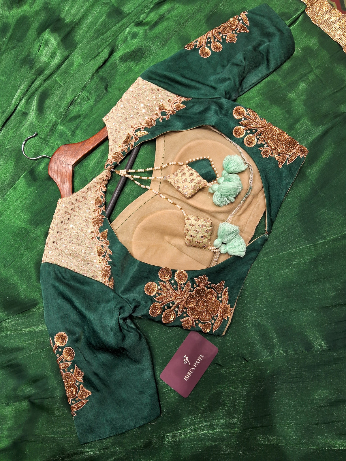 Green Silk Khatwork Blouse