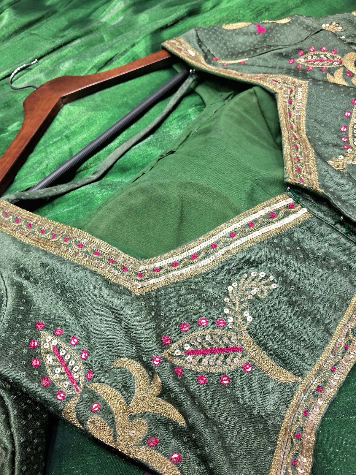 Mehandi Color Khatwork Blouse