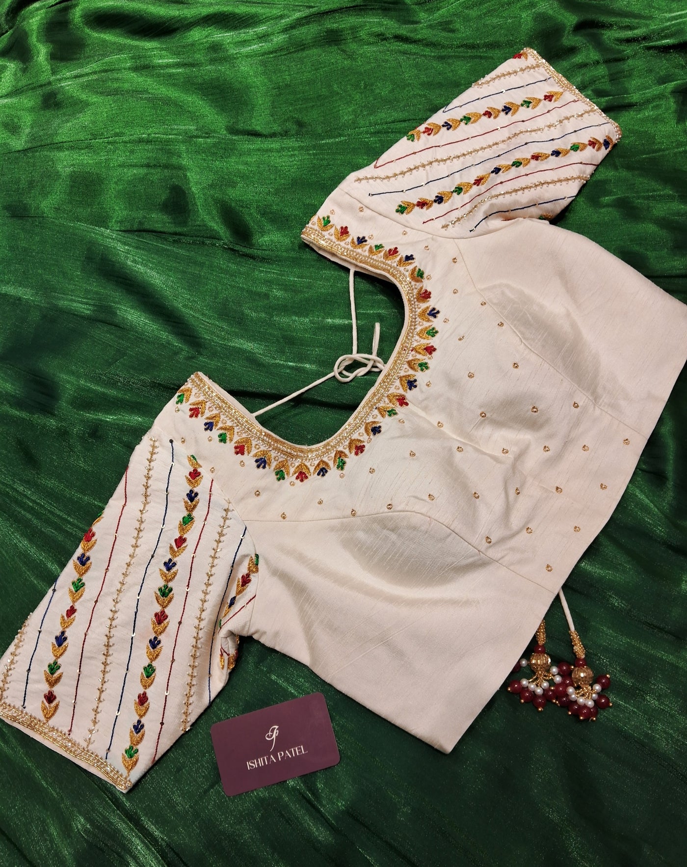 White Modal Silk Hand Embroidery Blouse – Ishita Patel Label