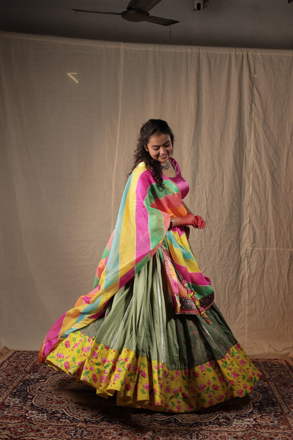 Gulabi Gazal - Green Floral Chaniya Choli