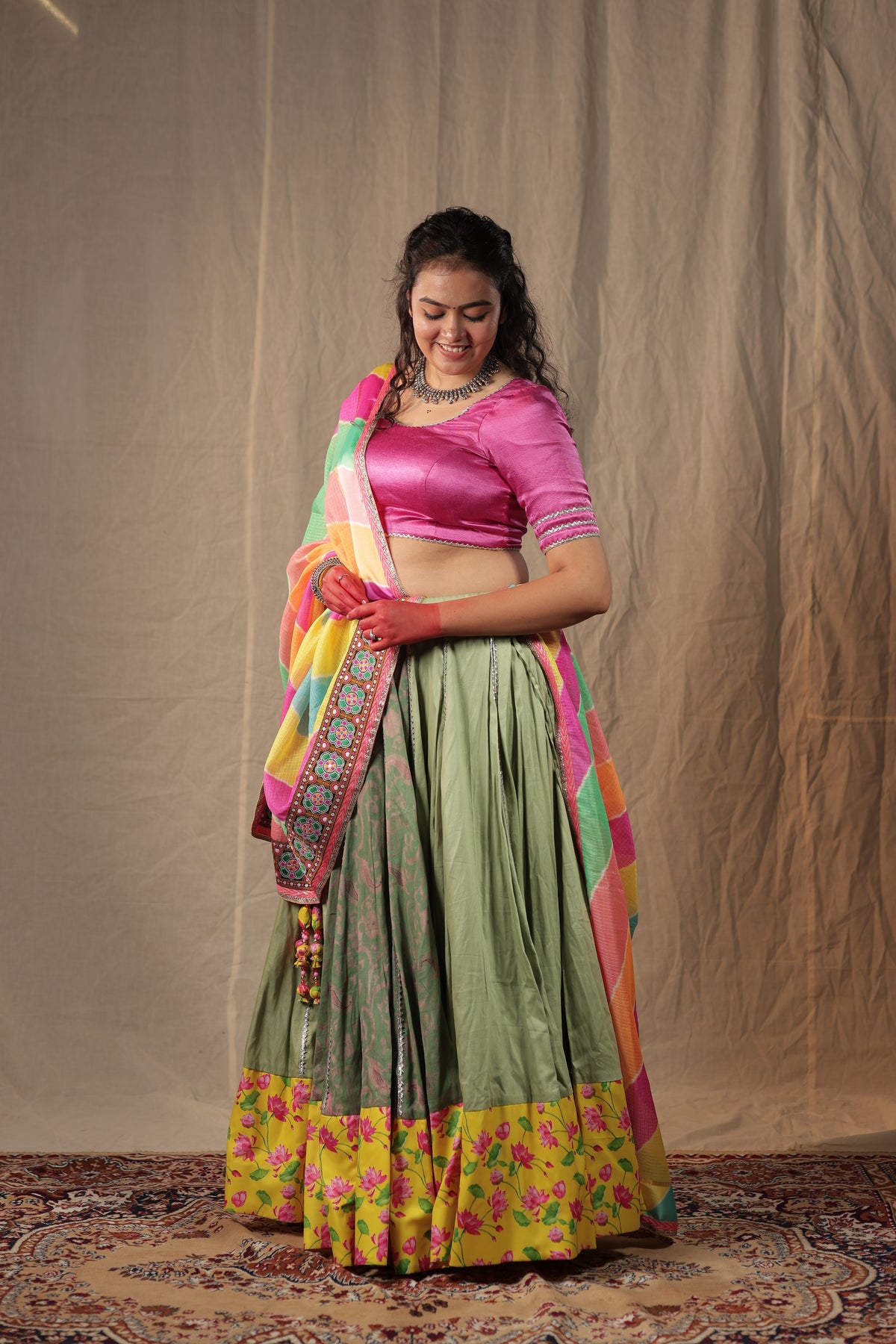 Gulabi Gazal - Green Floral Chaniya Choli