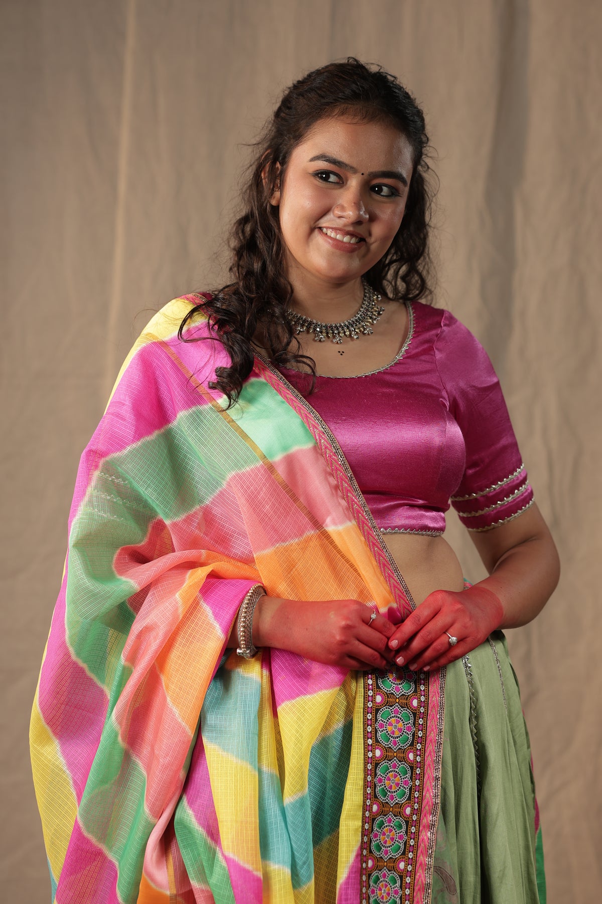 Gulabi Gazal - Green Floral Chaniya Choli