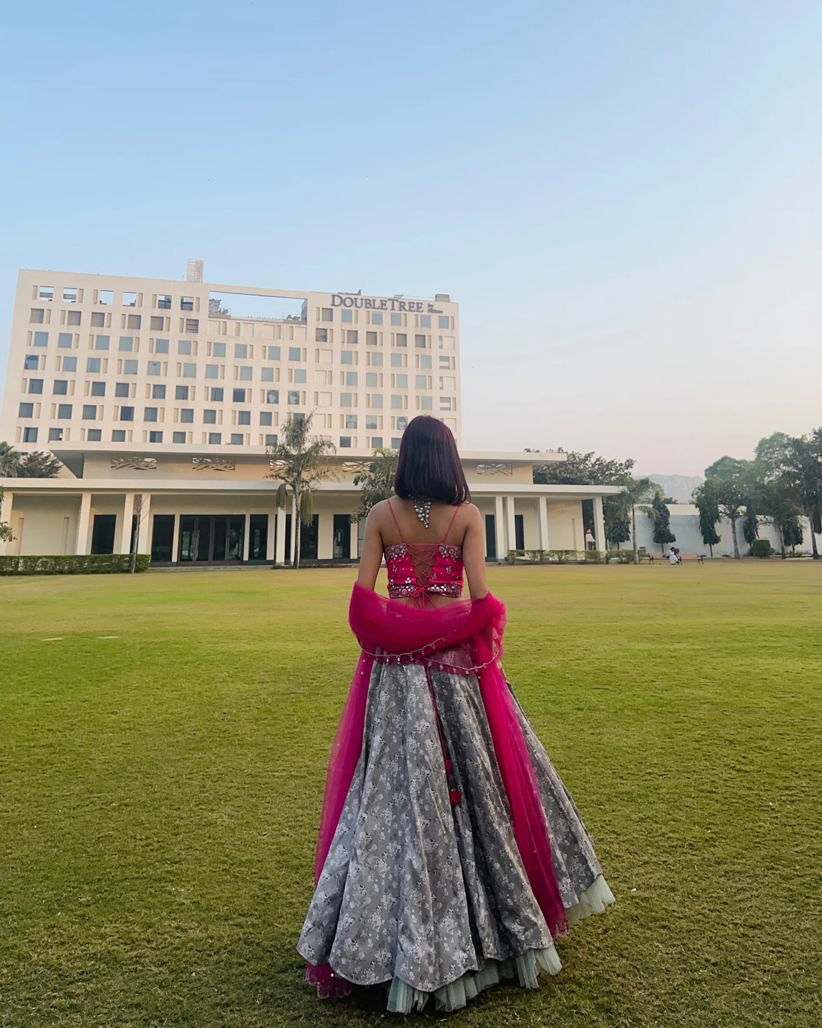 Grey Pink Lehenga Choli