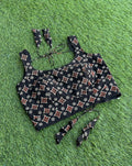 Black Cotton Printed Blouse